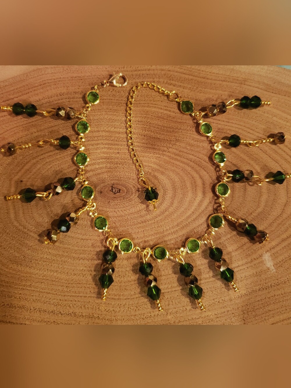 Beautiful Handmade Bracelet / Jewlery / Accessory With Sparkly Green Beads